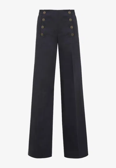 Etro Tailored Pants With Pegaso-buttons In Blue