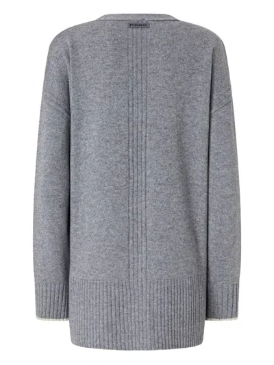 Pinko Cardigan Long À Col V In Gray