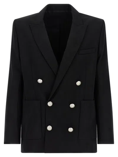 Balmain Black Wool Blazer In Black