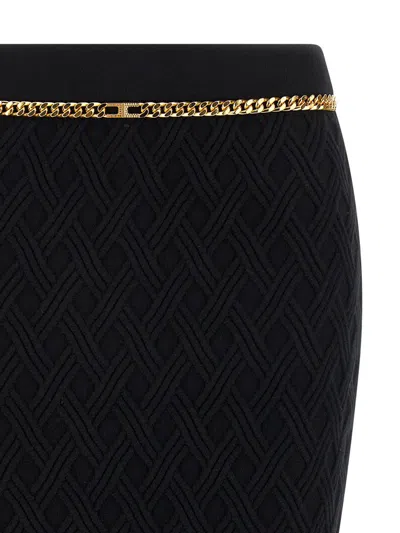 Elisabetta Franchi Black Diamond Knit Skirt With Jewel Detail In Black