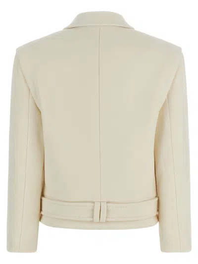 Balmain Double-breasted Wool Coat In White