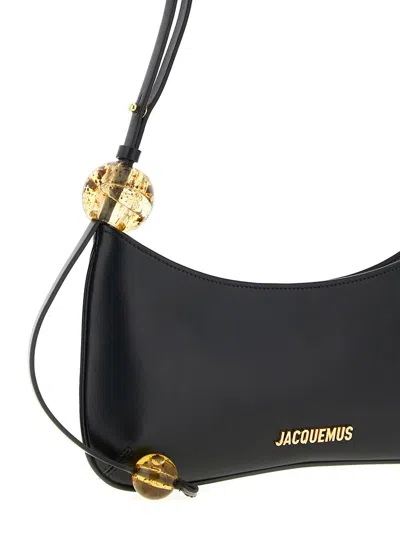 Jacquemus Le Bisou Perle Smooth Leather Bag In Black