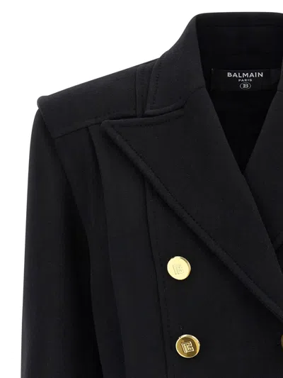 Balmain Tailored Coat With Double-breasted Design In Black