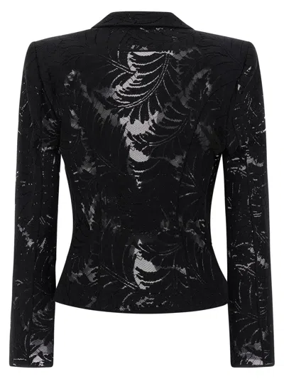 Balmain 1-button Fitted Lace Jacket In Black
