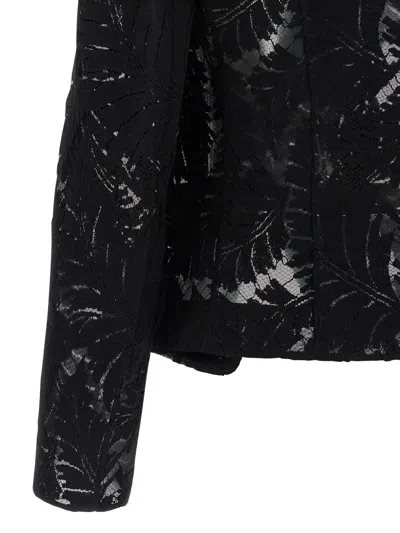 Balmain 1-button Fitted Lace Jacket In Black