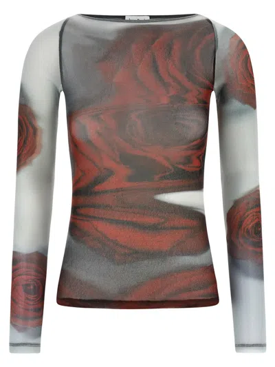 Jean Paul Gaultier Rose Mesh Floral Top In Multi
