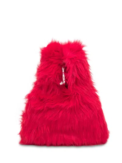 Msgm Bag In Fuchsia Faux Fur In Red