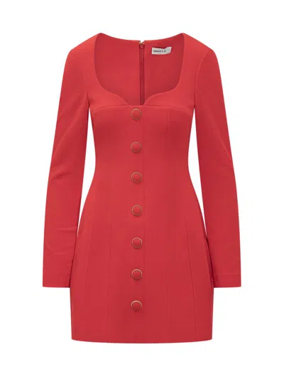 Rebecca Vallance Cameron Button-embellished Crepe Mini Dress In Red