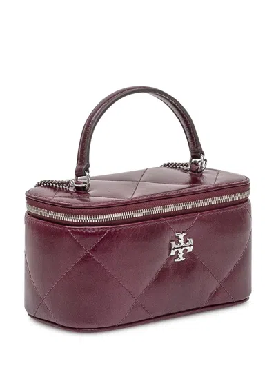 Tory Burch Kira Daimond Disdressed Vanity Case In Burgundy