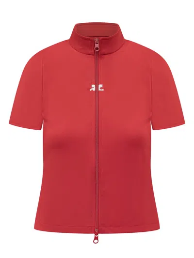 Courrèges Zipped Interlock Top In Red
