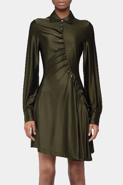 Rabanne Draped Jersey Mini Dress In Green