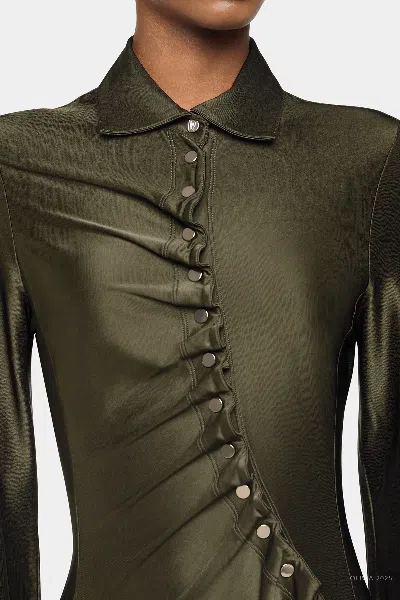 Rabanne Draped Jersey Mini Dress In Green