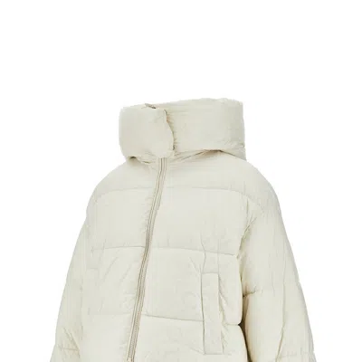 Pinko Short Down Jacket In Logo-print Technical Canvas In White