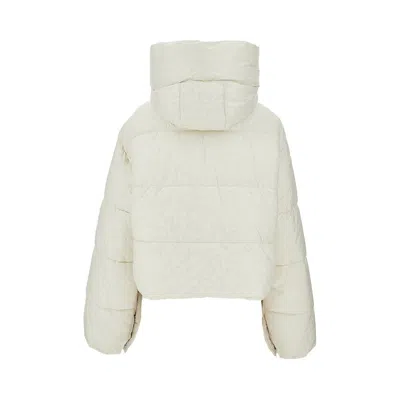 Pinko Short Down Jacket In Logo-print Technical Canvas In White
