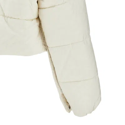 Pinko Short Down Jacket In Logo-print Technical Canvas In White