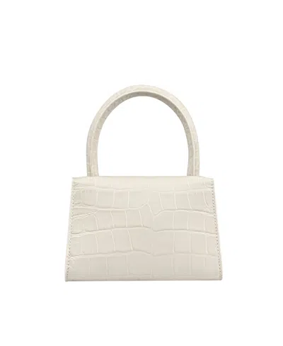 By Far Mini Alligator Embossed Handbag In White