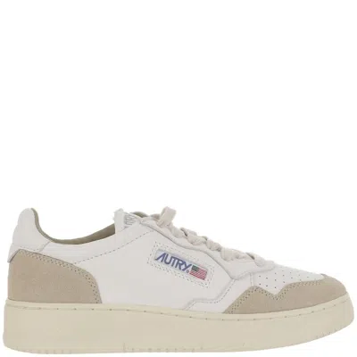 Autry Low-top Sneakers With Hybrid Leather Design And Metallic Accent In White