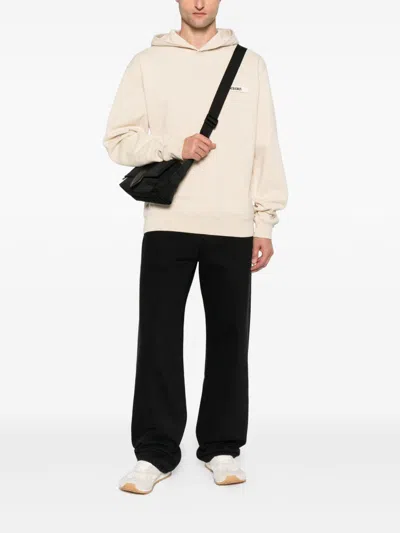 Jacquemus Cropped Black Denim Pants With Flared Leg In White