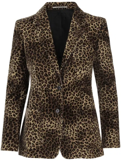 Tagliatore Cupro Jacket With Leopadrata Pattern In Animal Print