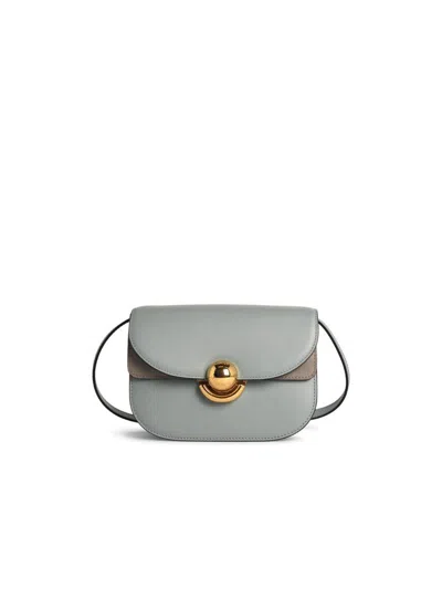 Furla Light Blue Leather Mini Sfera Crossbody Bag In Gray