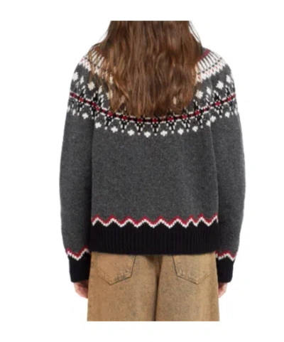 Alanui Grey Fair Isle Patterned Cardigan In Gray
