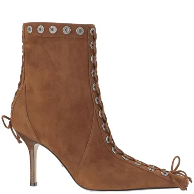 Mach&mach Leather Boots With Triangle Toe In Brown