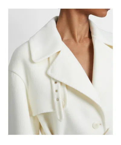 Ermanno Scervino Single-breasted Midi Tailored Coat With Belt And Collar In Real Sheepskin Fur In White