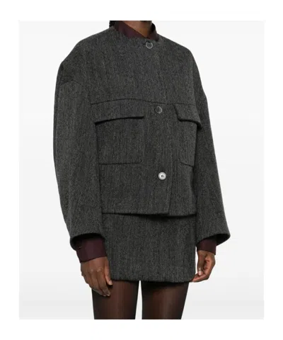 P.a.r.o.s.h Button-fastening Patch-pocket Jacket In Gray