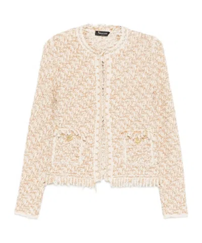 Fabiana Filippi Bicolor Tweed Boucle Jacket In Neutral