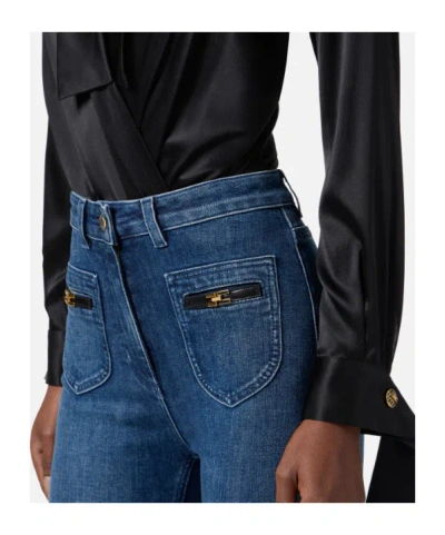 Elisabetta Franchi Panelled Button-cuff Bodysuit In Black