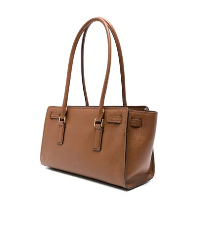 Michael Michael Kors Structured Leather Shoulder Bag With Gold Hardware In Brown