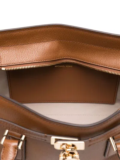Michael Michael Kors Structured Leather Shoulder Bag With Gold Hardware In Brown