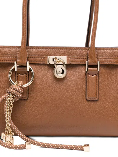 Michael Michael Kors Structured Leather Shoulder Bag With Gold Hardware In Brown