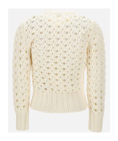Eleventy Hole-pattern Wool Sweater In White
