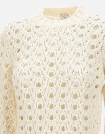 Eleventy Hole-pattern Wool Sweater In White
