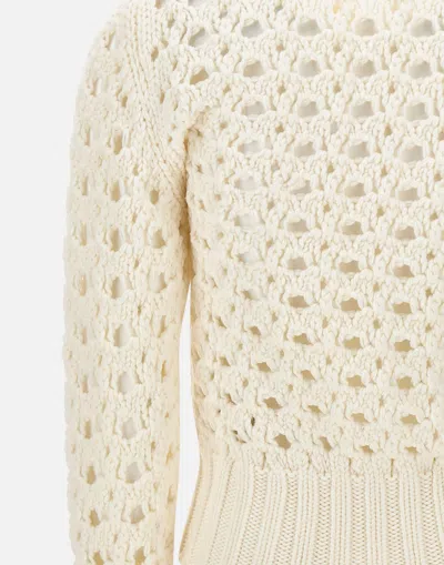 Eleventy Hole-pattern Wool Sweater In White
