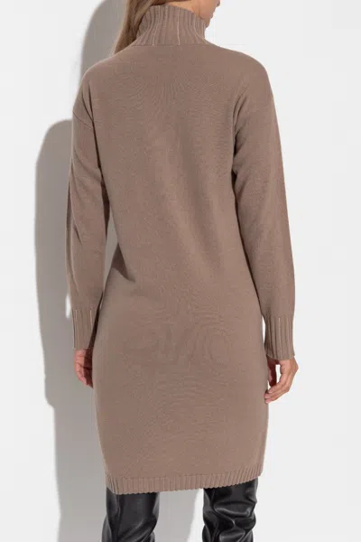 Fabiana Filippi Cortex Brown Virgin Wool Knit Midi Dress In Gray