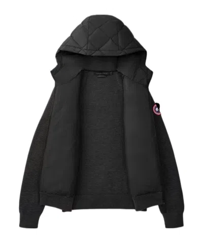 Canada Goose Hybridge Cardigan With Padded Front Panel In Black