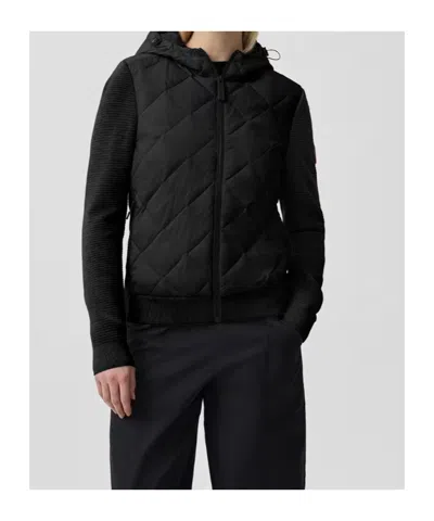 Canada Goose Hybridge Cardigan With Padded Front Panel In Black