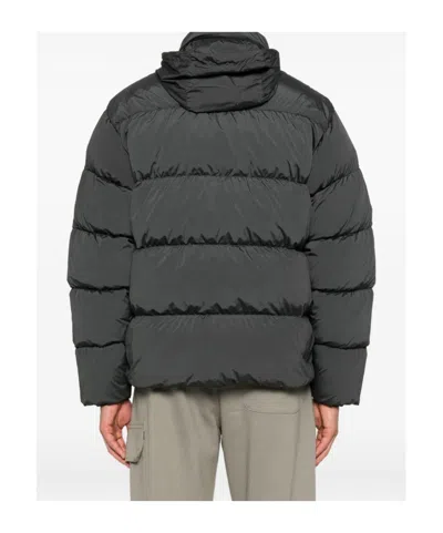 C.p. Company Quilted Padded Jacket With High Collar And Logo Patch In Gray