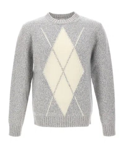 Eleventy Geometric-pattern Wool Sweater In Gray