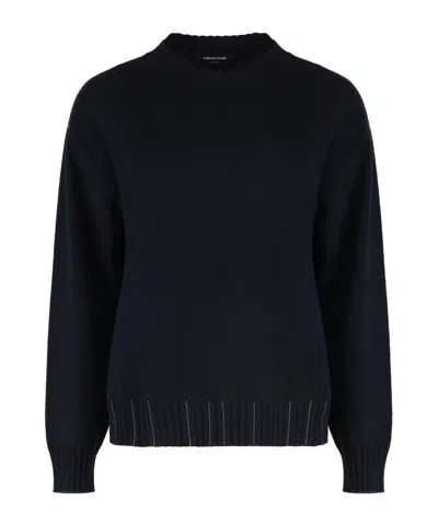 Fabiana Filippi Ribbed-knit Crew-neck Sweater In Blue