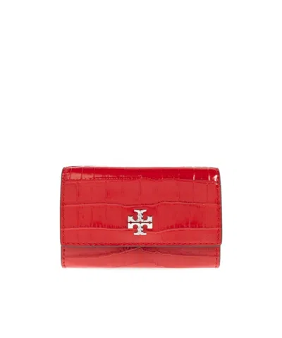 Tory Burch Kira Croc-embossed Flap Wallet In Red