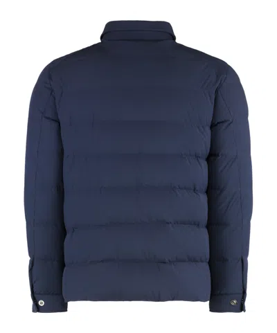 Moorer Quilted Shirt-collar Jacket In Blue