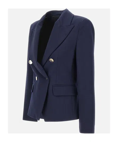 Marella Double-breasted Button Blazer In Blue