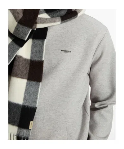 Woolrich Light Grey Hoodie With Adjustable Drawstring In Blue