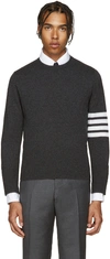 THOM BROWNE Grey Cashmere Pullover,MKA001A-00011