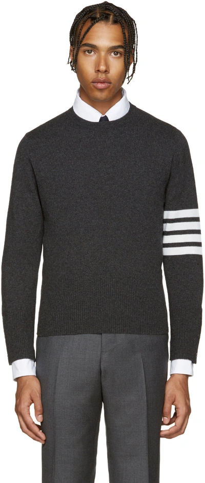 Shop Thom Browne Grey Cashmere Pullover