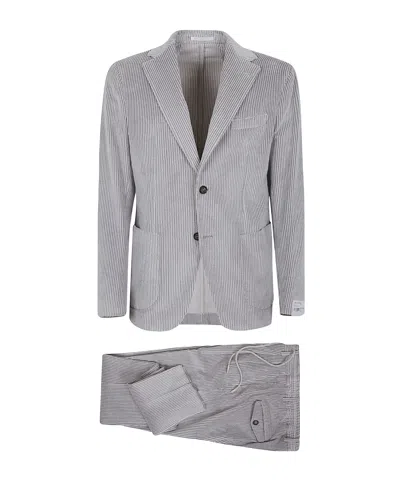 Eleventy Fitted Blazer With Back Vent And Drawstring Waist In Gray