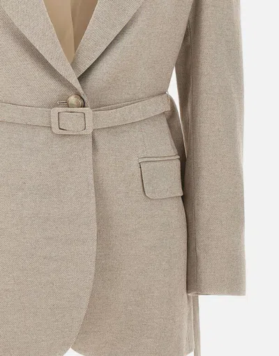 Marella Narrow-lapel Belted Blazer In Neutral